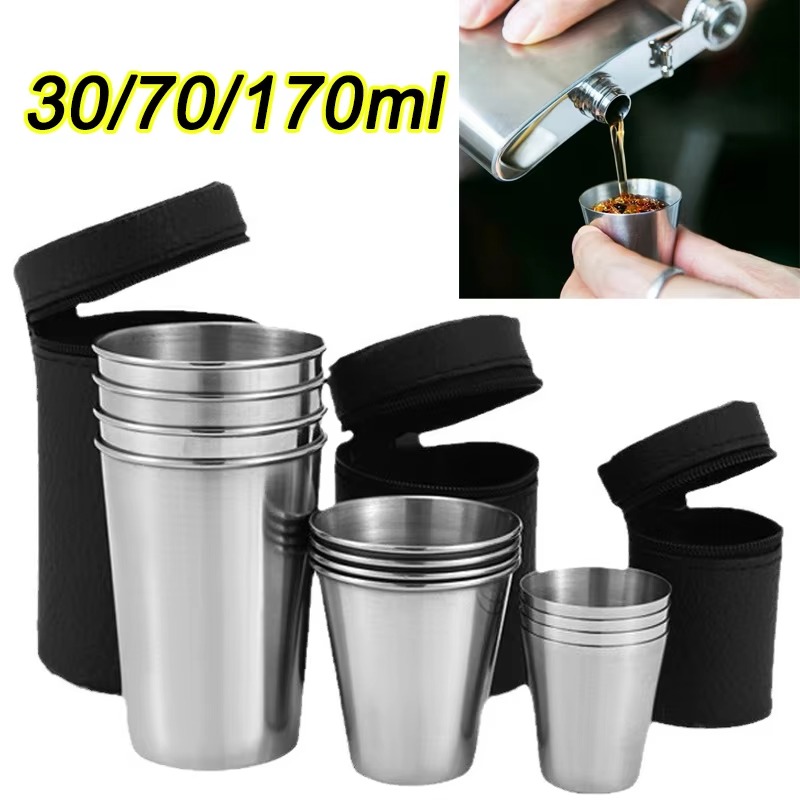 Beer Flight Set - 30ml/70ml/170ml Outdoor Travel Cups 4Pcs Stainless