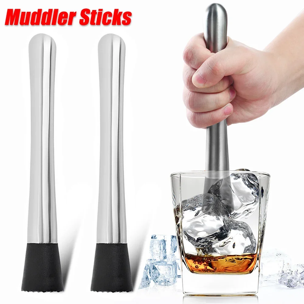 Muddler Cocktail Bar - Stainless Steel Ice Muddler Sticks Multi-function