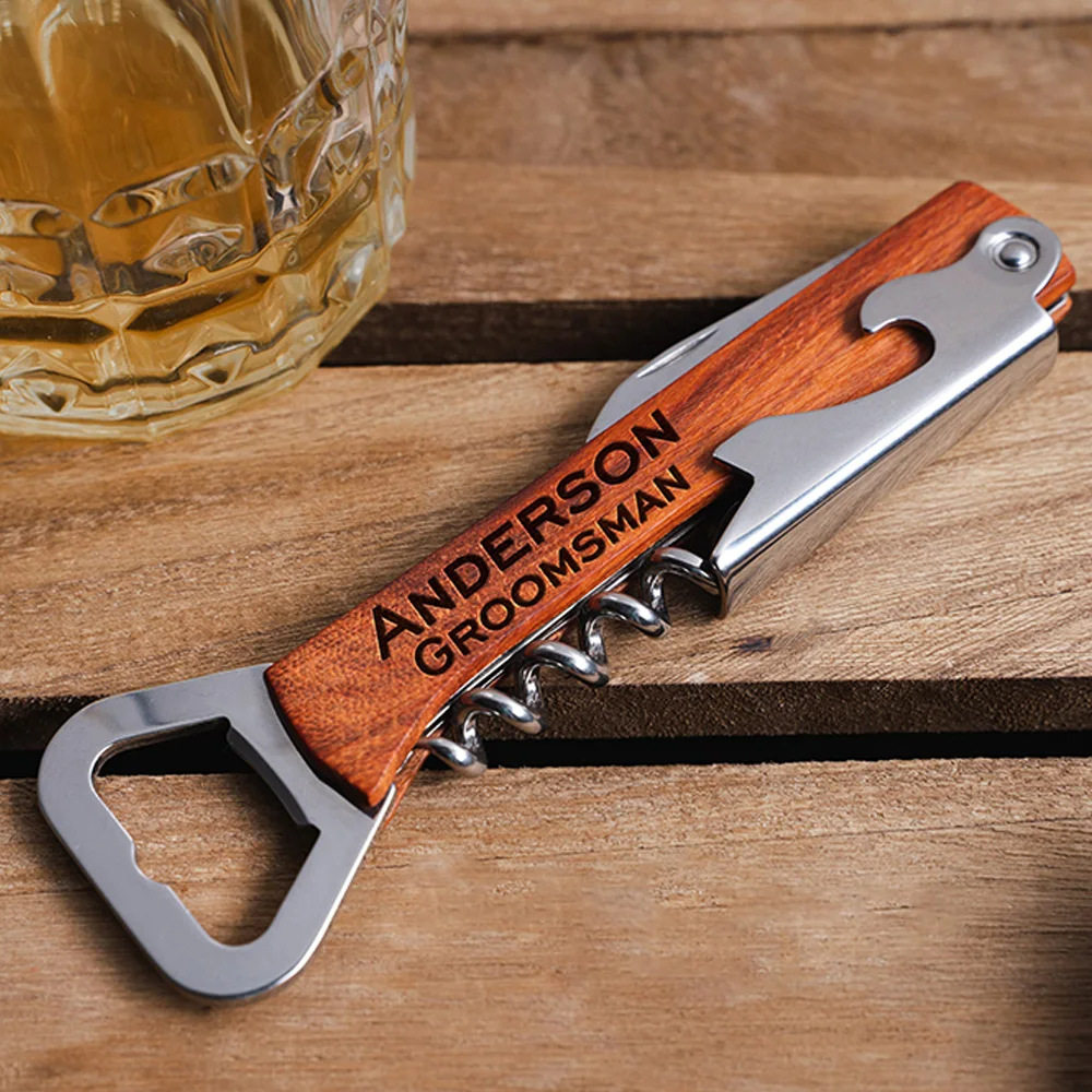 Wine Beer Logo - Personalised Logo Wood Handle Corkscrew Wine
