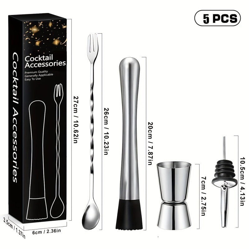 Muddler Cocktail Bar - 【Stainless Steel & Professional】Cocktail Mixing Set