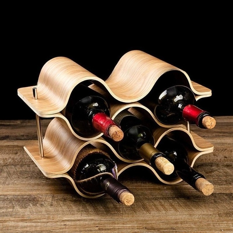 Wine Beer Rack - Wavy Wine Bottle Holders Wooden Wine
