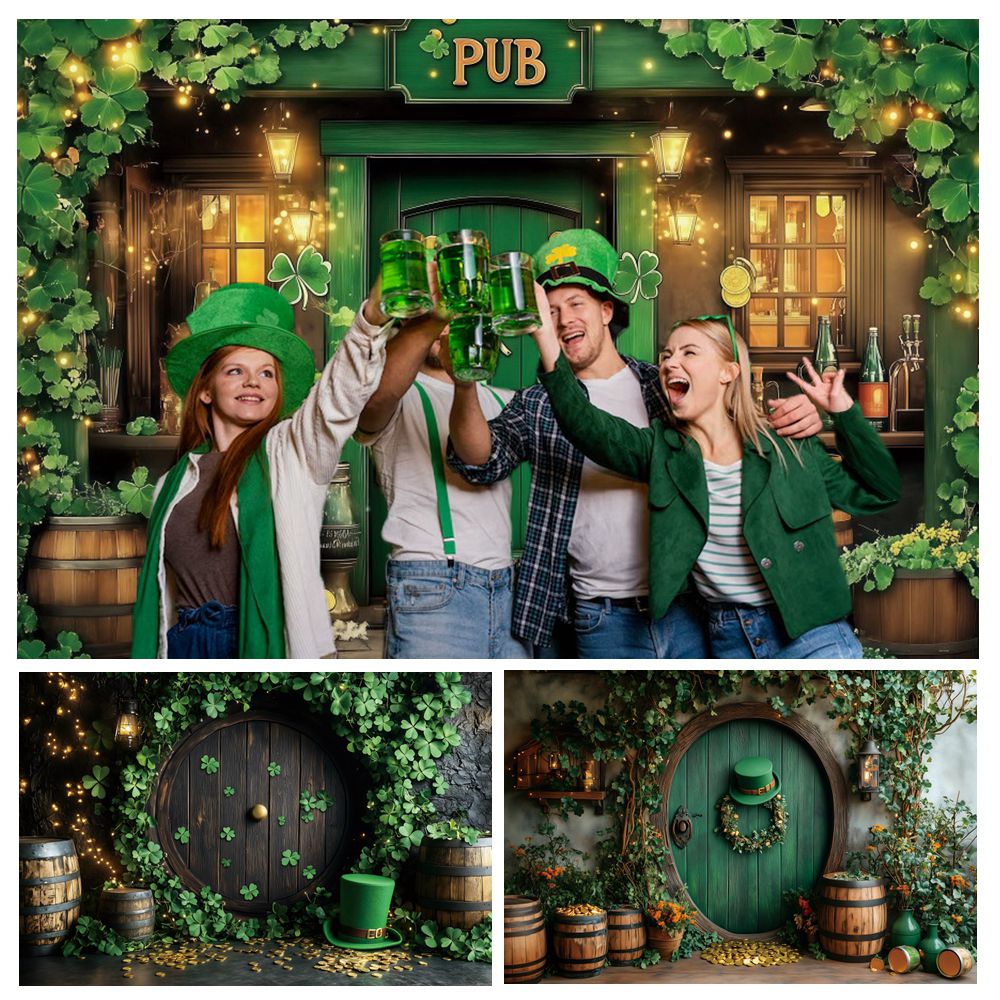 Wine Beer Festival - St. Patrick's Day Backdrop Banner Green