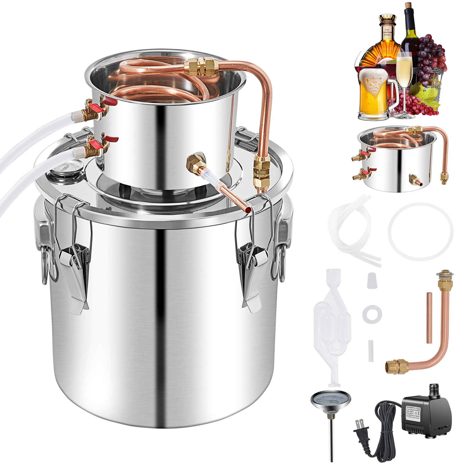 Wine Beer Liquor - SucceBuy 50L Alcohol Still Stainless Steel
