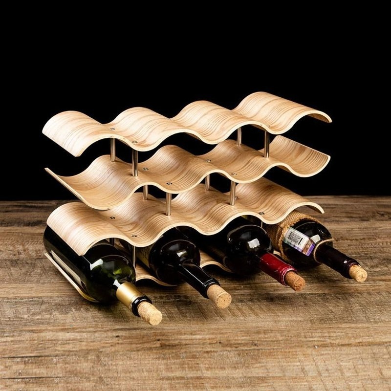 Wavy Wine Bottle Holders Woode - đánh giá và giá Wine Beer Rack