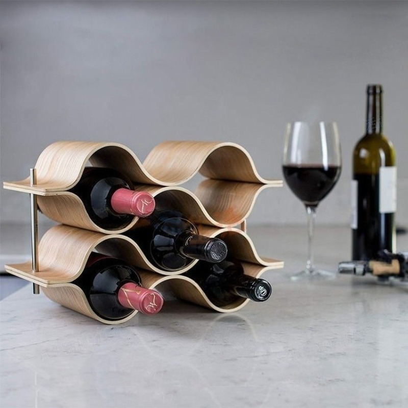 Wavy Wine Bottle Holders Woode - đánh giá và giá Wine Beer Rack