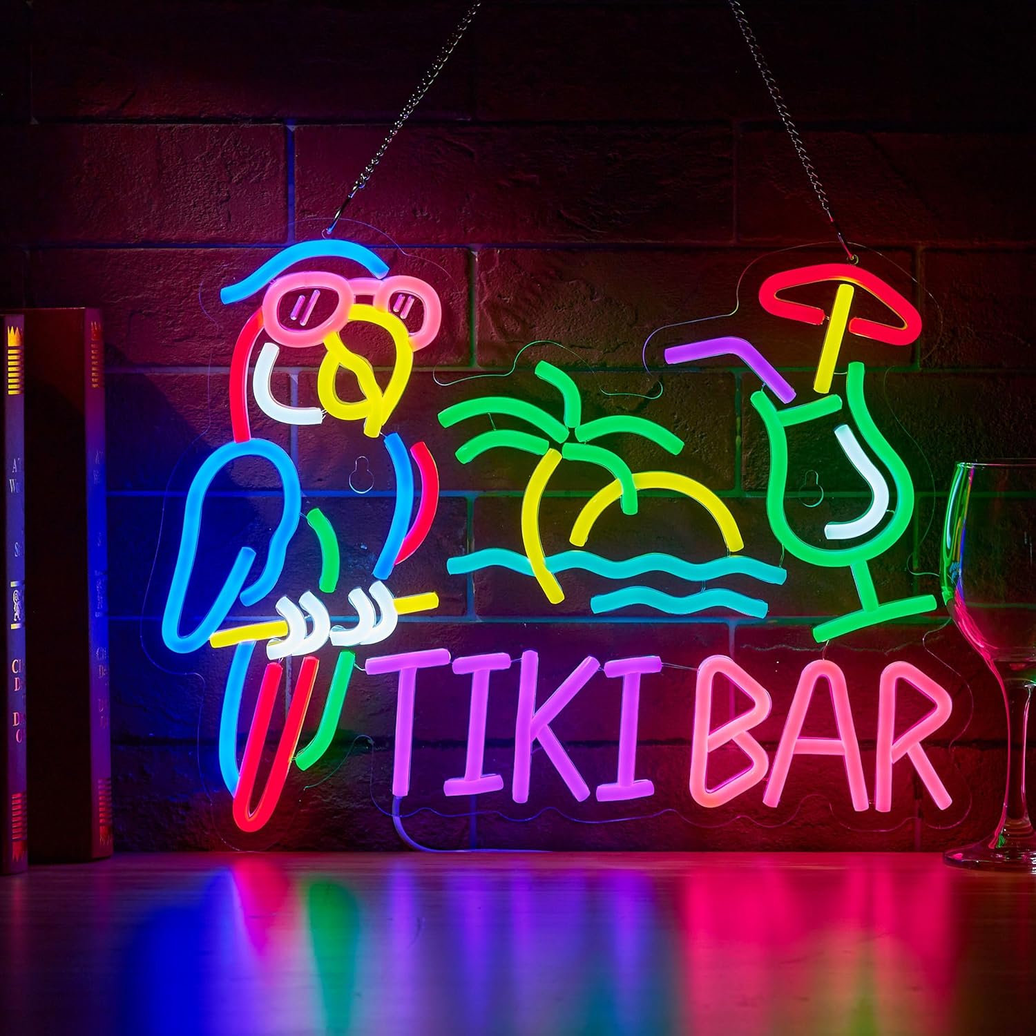 Tiki Bar Parrot Palm Tree Neon - đánh giá và giá Beer & Wine Jockey Plaza Shopping
