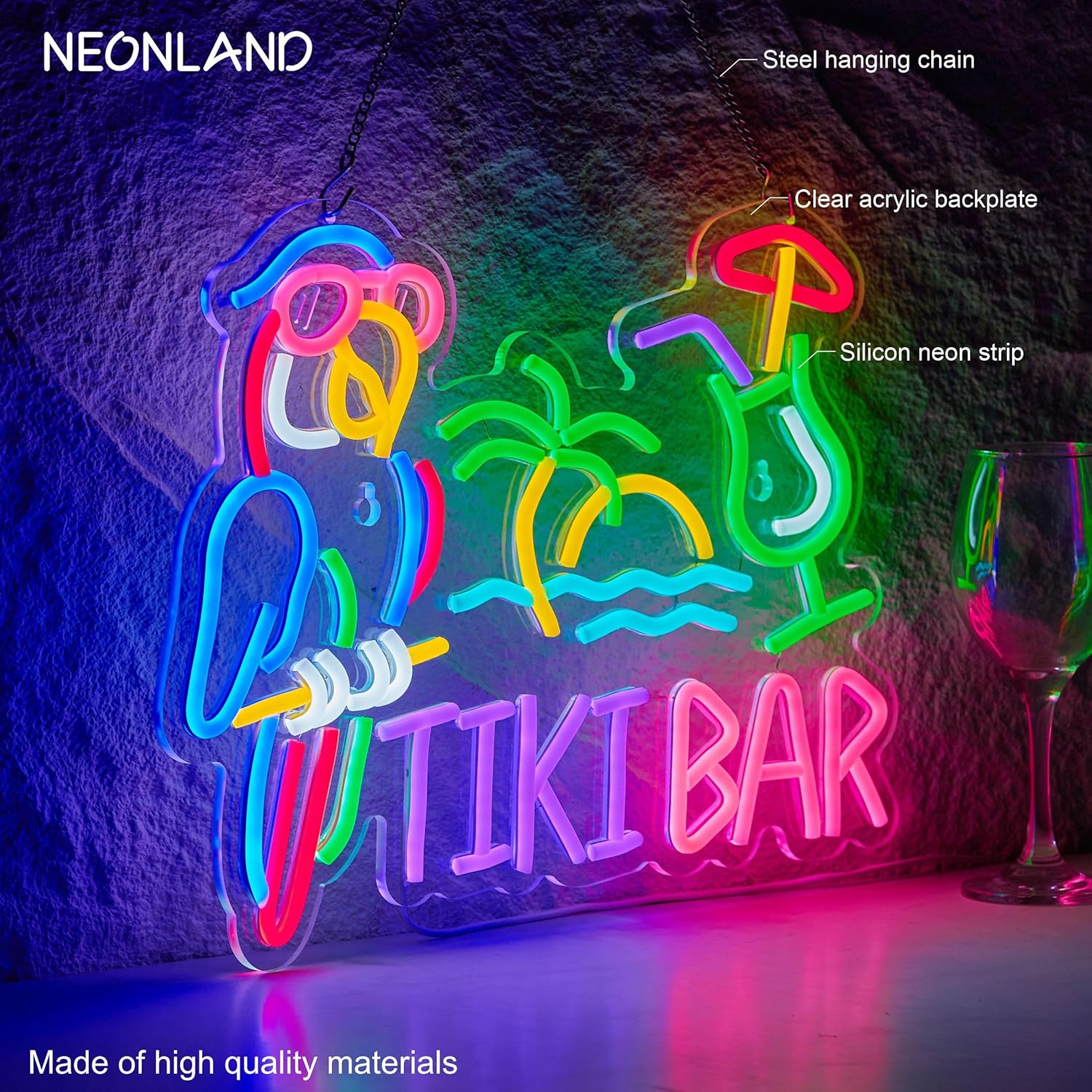 Tiki Bar Parrot Palm Tree Neon - đánh giá và giá Beer & Wine Jockey Plaza Shopping