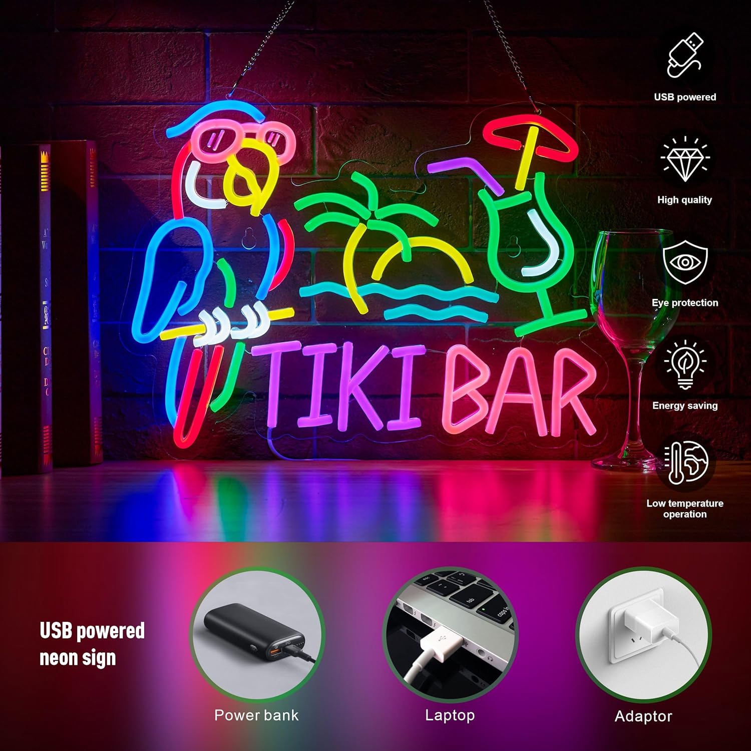 Tiki Bar Parrot Palm Tree Neon - đánh giá và giá Beer & Wine Jockey Plaza Shopping