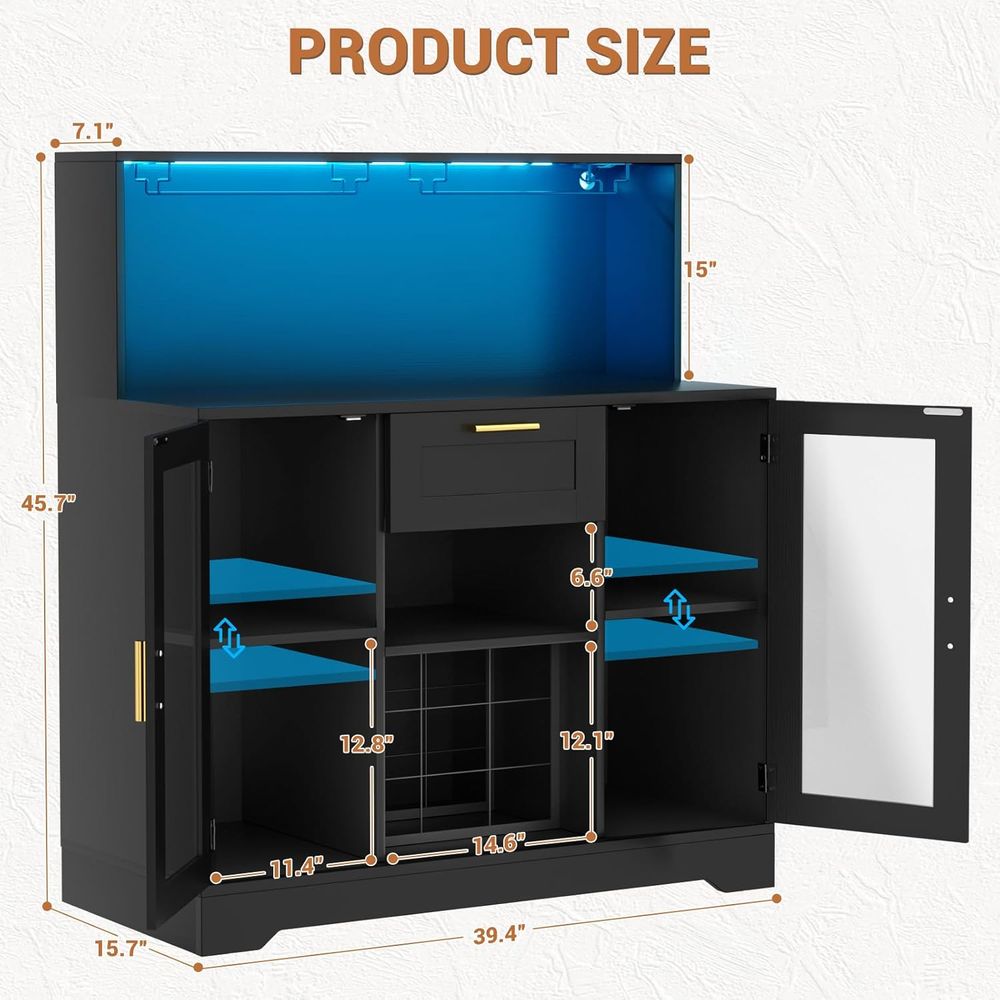 Wine Bar Cabinet with LED Ligh - đánh giá và giá Wine Beer Liquor