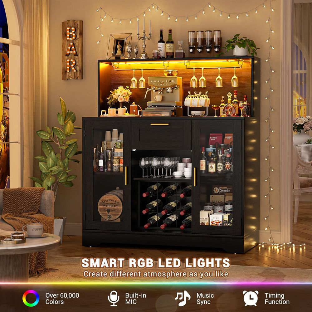 Wine Bar Cabinet with LED Ligh - đánh giá và giá Wine Beer Liquor